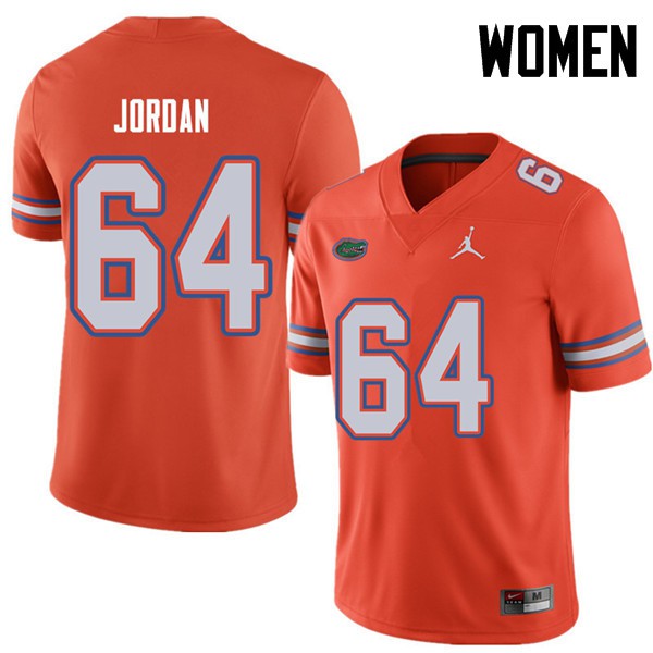 Jordan Brand Women #64 Tyler Jordan Florida Gators College Football Jerseys Orange